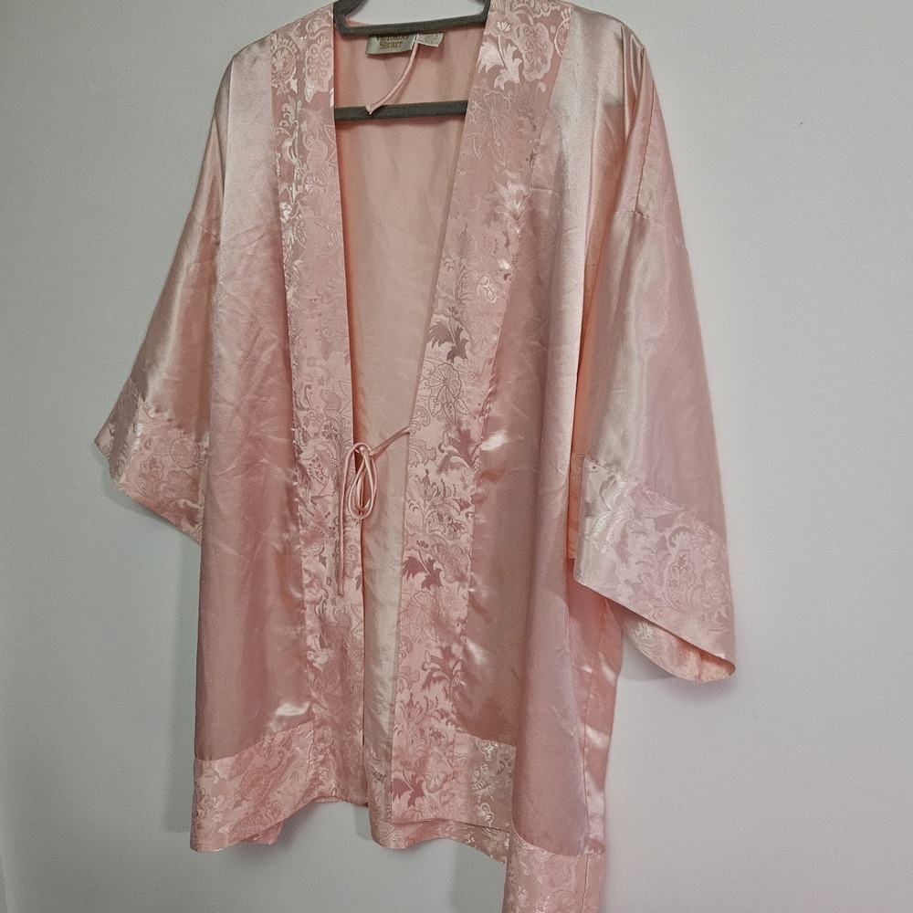 Vintage GOLD label Victoria’s Secret Pink Robe Y2K Lingerie Lace Trim